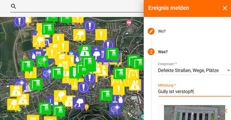 Externe Sicht der Software AEM zur Integration des Workflows in die Website der Stadt oder Gemeinde Externe Sicht der Software AEM