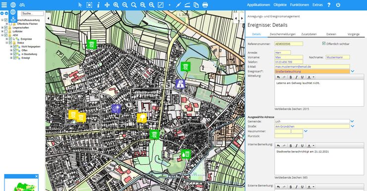 Verwalten von Ereignissen und Meldungen mit INGRADA Web Applikation AEM Screenshot INGRADA web Appliaktion AEM
