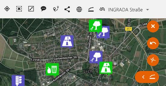 AEM Anregungs- und Ereignismanagement und Mängelmelder Bürgerbeteiligung App Zusatzfunktionen zum AEM Routenplaner Themensteuerung Messfunktion WMS Dienste Hintergrundkarten Position weiterleiten