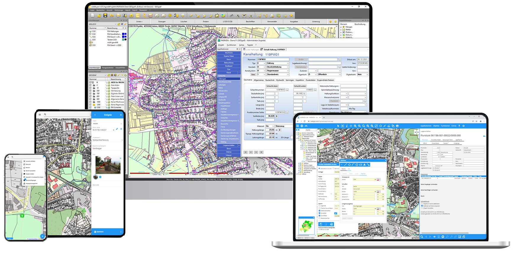 INGRADA Geografisches Informationssystem kommunales Web-GIS mobiles Geoinformationssystem
